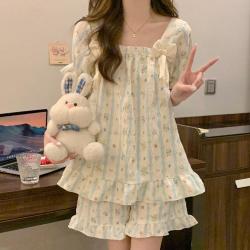 帕兰朵 春夏短袖云朵棉睡衣女高级感甜美柔软可外穿家居服套装