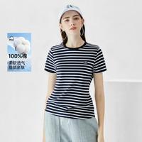 ELLE Active 纯棉基础款显瘦短袖t恤女式简约体恤上衣