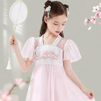 Hello Kitty 女童连衣裙儿童夏装裙子汉服网纱裙女孩国风裙中大童公主裙