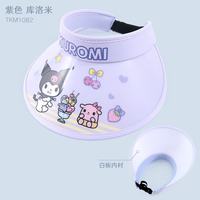 Hello Kitty 库洛米儿童帽子防晒遮阳大帽檐春夏季美乐蒂男女童户外空顶太阳帽 紫色 TKM1082 库洛米