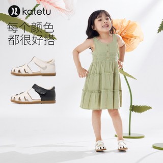 卡特兔 防滑透气 女童小皮鞋