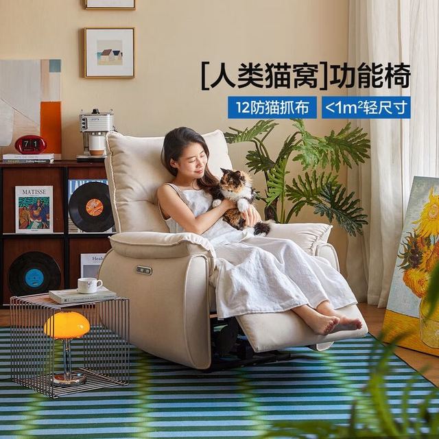 林氏家居 G164 多功能客厅布艺懒人沙发摇摇椅 手动款