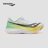 saucony 啡鹏4跑鞋男全掌碳板跑鞋马拉松竞速跑步鞋透气运动鞋子PRO 白黑绿600 41