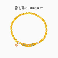 潮宏基 花韵足金黄金珍珠手链 女款 约8.1g