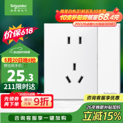 施耐德 Electric 施耐德电气 皓呈系列 A3T15_10US_WE_C1 一开五孔插座 奶油白