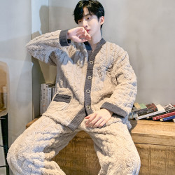 CDMP 男士冬季加厚加绒珊瑚绒家居服套装