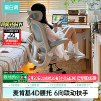 黑白调 4D护腰 人体工学电脑椅  P2Pro海盐蓝 4D护腰