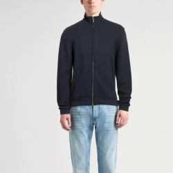 EMPORIO ARMANI 男士华夫格拉链卫衣 二色可选