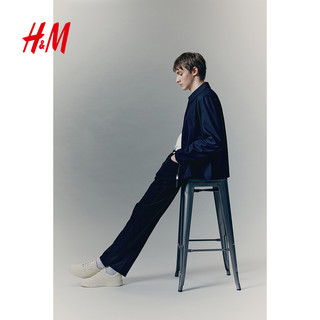 H&M 男士休闲裤 直筒斜纹布长裤