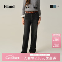 E·LAND 衣恋 EETJF89S01 零碳天丝阔腿牛仔裤 黑色 S
