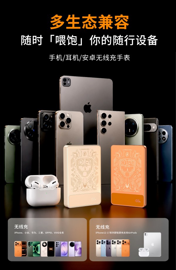 天降锦鲤、新品尝鲜:中诺 【3C认证可上飞机】新款战士超薄磁吸5000mAh PD20W快充 充电宝