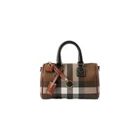 BURBERRY 格纹拼皮革迷你保龄球包
