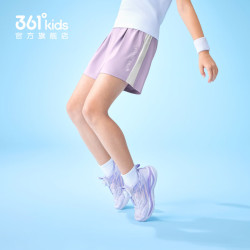 361° 童装女童针织短裤2026年夏季新款拼接松紧带女孩子中大童裤子 吉利紫 130