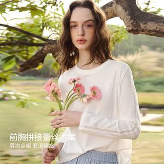  OLRAIN/欧芮儿 法式蕾丝拼接 女士T恤