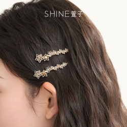 SHINE 优雅水钻星星发夹女生侧边夹横夹一字夹精致刘海夹