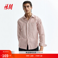 H&M 亚麻混纺 男士衬衫