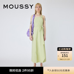 MOUSSY 女装纯色不对称设计系带吊带连衣裙 010GS230-2190