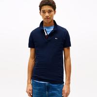 TOMMY HILFIGER 【挺括不软塌】全棉Polo衫美式复古双扣领修身短袖男上衣