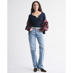 Abercrombie & Fitch 139-6641 美式复古亨利领 海军蓝 XL 女士T恤