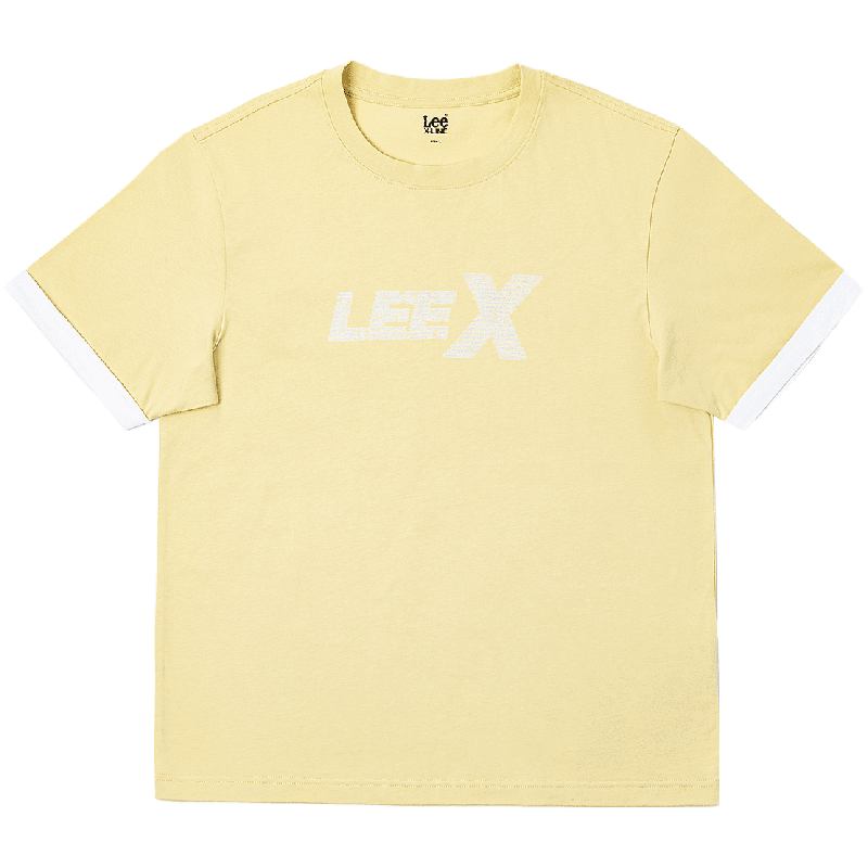 Lee/李 LMT0098194LE 经典圆领Logo印花撞色男士短袖T恤 黄色 L
