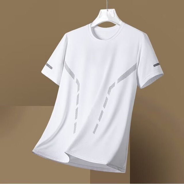 ZSCK 冰丝凉感速干短袖t恤男夏季男士薄款 白色 2XL   135-150