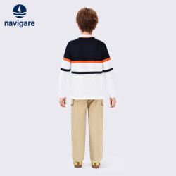 navigare 男童长袖POLO衫白色+深蓝120cm