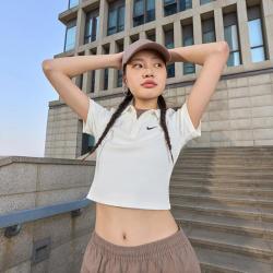 NIKE 时尚休闲 日常舒适 女子翻领短袖上衣
