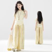 URBANSHOW 女童夏季轻薄短T阔腿裤两件套