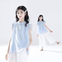 URBANSHOW 法式芭蕾女童飞袖娃娃衫阔腿裤套装