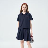 梦特娇 女大童运动套装夏季新款polo衫短裤两件套薄