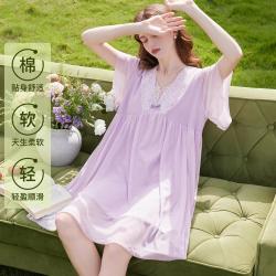 芬腾 蕾丝薄款宫廷风短袖裙女士家居服睡裙短高级感
