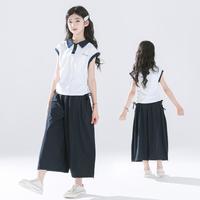 URBANSHOW 女童短袖Polo衫阔腿七分裤套装