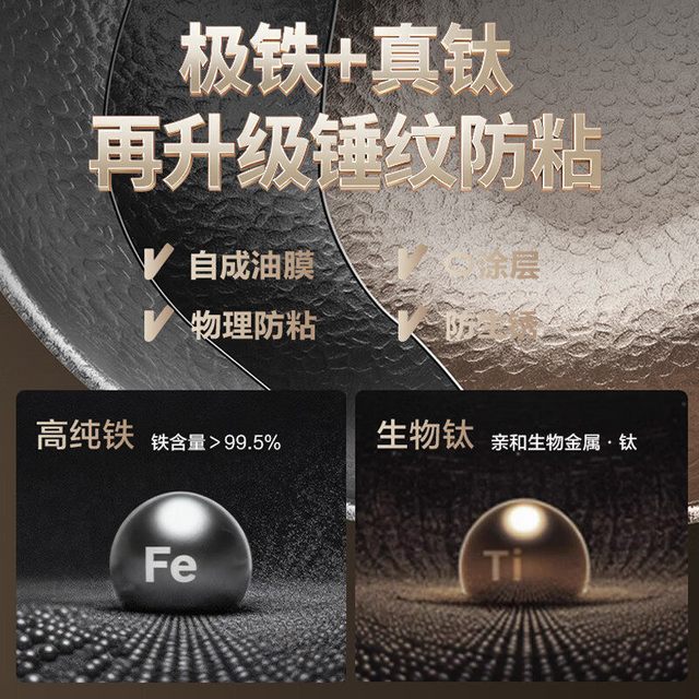 88VIP：爱仕达 有钛不粘锤纹精铁炒锅