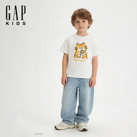 Gap 男幼童童趣胶印宽松短袖T恤 白色 100cm