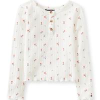 TOMMY HILFIGER 女童镂空亨利领衬衫
