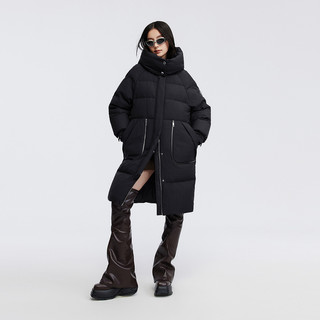 波司登 黑金系列 加厚保暖 连帽长款 女士羽绒服
