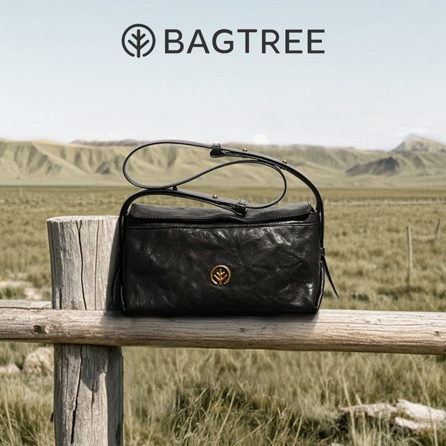 BAGTREE 【双磁吸款】包包树奶盒包植鞣牛皮单肩斜挎腋下Hobo女包 小号