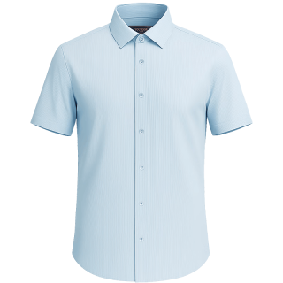 雅戈尔 VSSS114765IBY 桑蚕丝面料 浅蓝条纹 38 男士短袖衬衫
