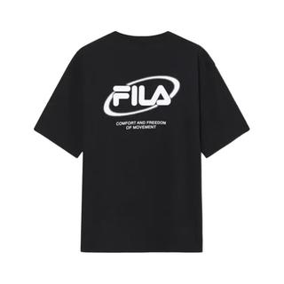FILA斐乐 小标刺绣纯棉混纺 黑色 L 运动T恤