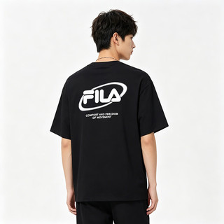 FILA斐乐 小标刺绣纯棉混纺 黑色 L 运动T恤