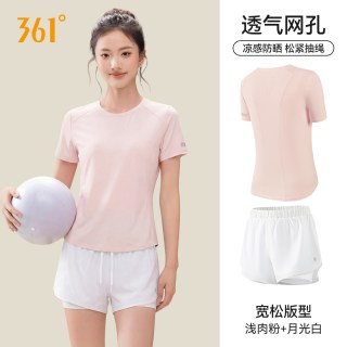 361° 361运动套装女夏季短袖短裤速干衣羽毛球健身跑步中考体育运动服