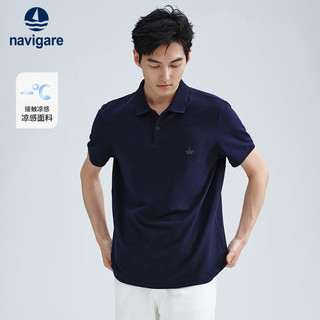 Navigare 纳维凯尔 接触凉感棉质 POLO衫 海军蓝 XL