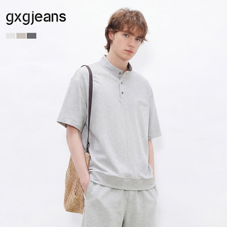 gxgjeans 亨利领立领短袖POLO衫 麻灰色 165/S