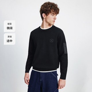 Navigare 7A抑菌纯棉针织衫 暗夜黑 L 男士套头毛衣