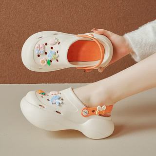 奥古狮登 832221 厚底包头洞洞鞋 米色 37-38