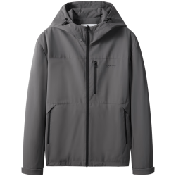 与狼共舞 户外连帽外套露营登山服夹克男 003中灰 M(170)