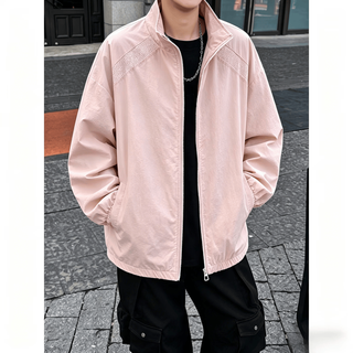 月伊纺 立领冰丝防晒衣 粉色 XL 男士夹克