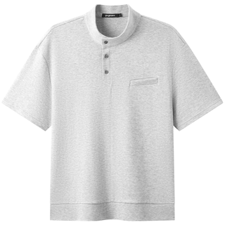 gxgjeans 亨利领立领短袖POLO衫 麻灰色 165/S
