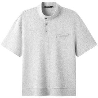 gxgjeans 亨利领立领短袖POLO衫 麻灰色 165/S