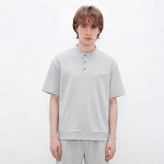 gxgjeans 亨利领立领短袖POLO衫 麻灰色 165/S